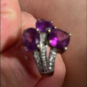 Beautiful rings size 7,  three amethyst  pure silver 925